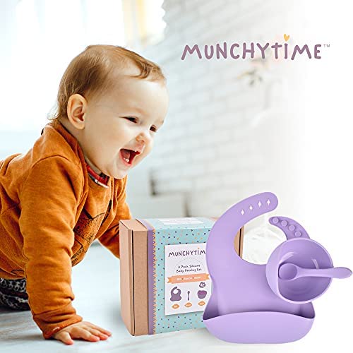 Silicone Bibs, Bowl with Suction & Spoons for Weaning